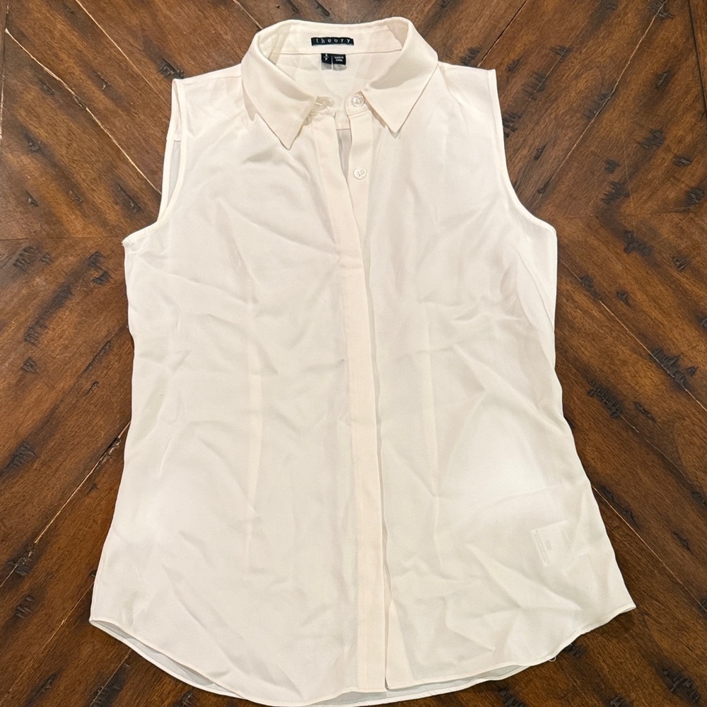Theory Sleeveless Cream Blouse